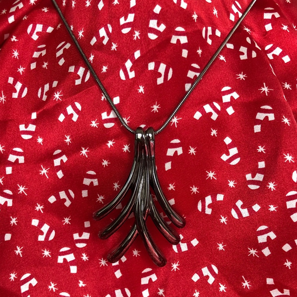 Givenchy Gunmetal‎ Abstract pendant necklace